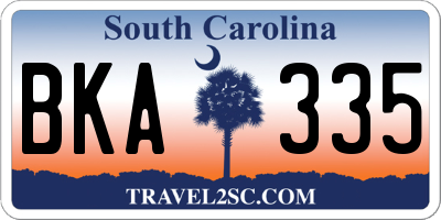 SC license plate BKA335