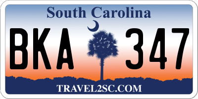 SC license plate BKA347
