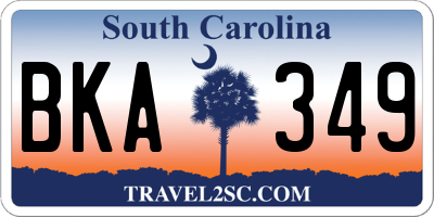 SC license plate BKA349
