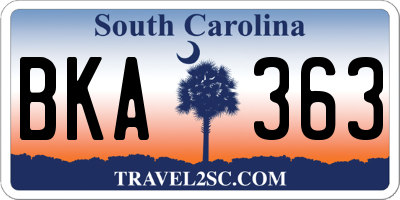 SC license plate BKA363