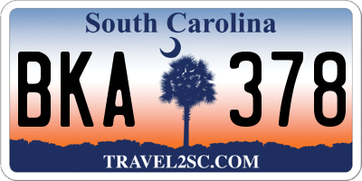 SC license plate BKA378