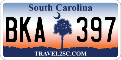 SC license plate BKA397