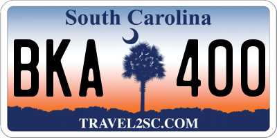 SC license plate BKA400