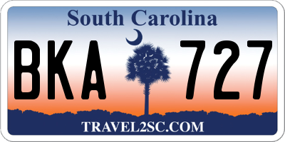 SC license plate BKA727