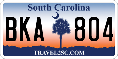 SC license plate BKA804