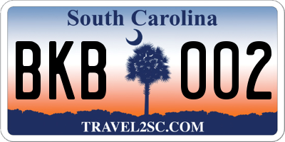SC license plate BKB002