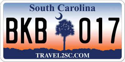 SC license plate BKB017