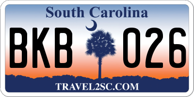 SC license plate BKB026