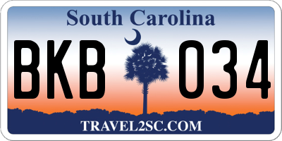 SC license plate BKB034