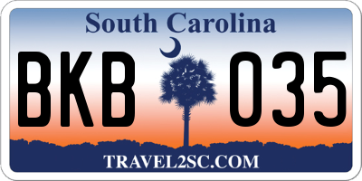 SC license plate BKB035