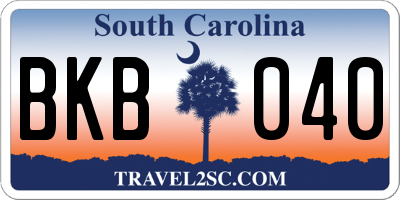 SC license plate BKB040