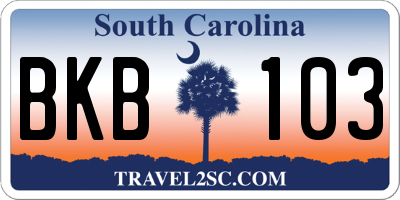 SC license plate BKB103