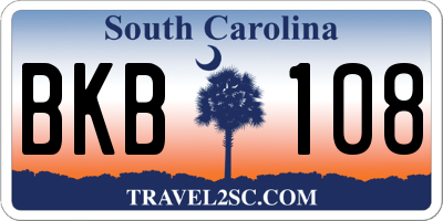 SC license plate BKB108