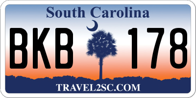 SC license plate BKB178