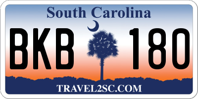 SC license plate BKB180