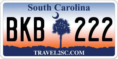 SC license plate BKB222