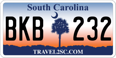 SC license plate BKB232