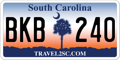 SC license plate BKB240