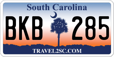 SC license plate BKB285