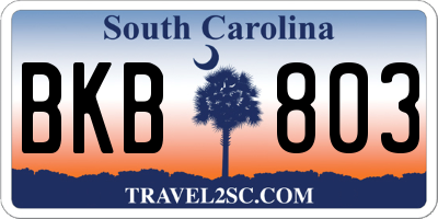 SC license plate BKB803