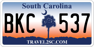 SC license plate BKC537