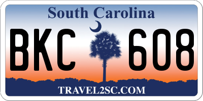 SC license plate BKC608