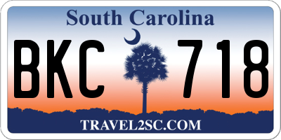 SC license plate BKC718