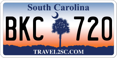 SC license plate BKC720