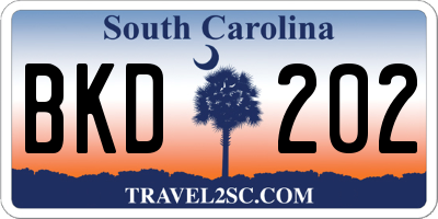 SC license plate BKD202