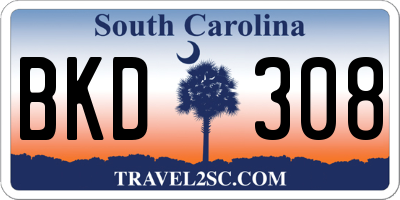 SC license plate BKD308