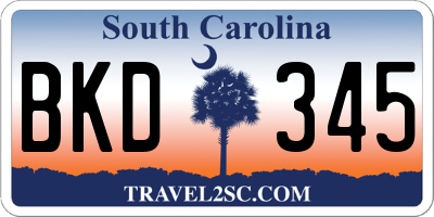 SC license plate BKD345