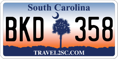 SC license plate BKD358