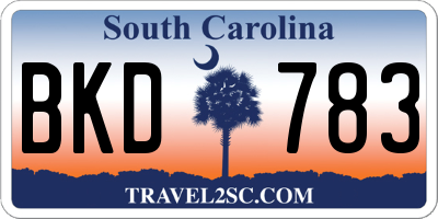SC license plate BKD783