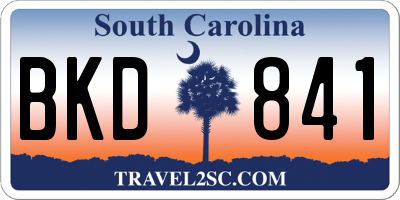SC license plate BKD841