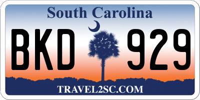 SC license plate BKD929