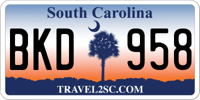SC license plate BKD958