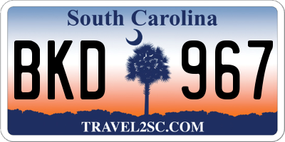 SC license plate BKD967