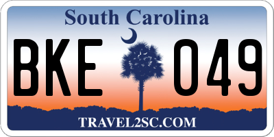 SC license plate BKE049