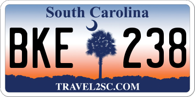 SC license plate BKE238