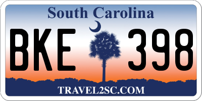 SC license plate BKE398