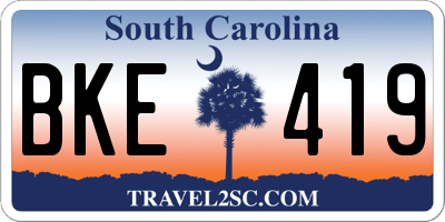 SC license plate BKE419
