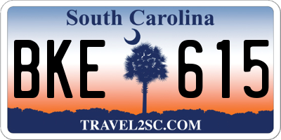 SC license plate BKE615