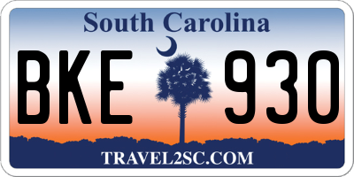 SC license plate BKE930