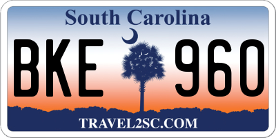 SC license plate BKE960