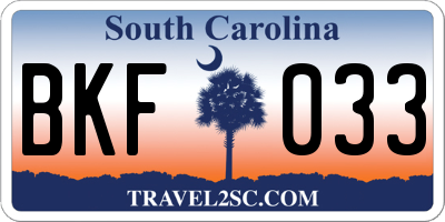 SC license plate BKF033