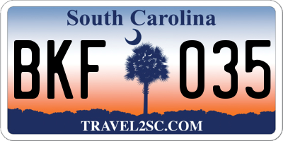 SC license plate BKF035