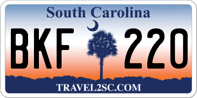 SC license plate BKF220
