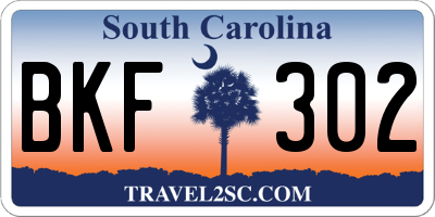 SC license plate BKF302