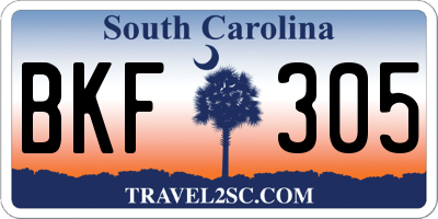 SC license plate BKF305