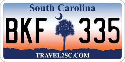 SC license plate BKF335